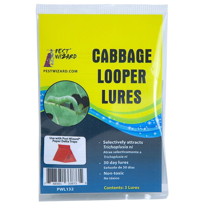 Pest Wizard Cabbage Looper Lures 3 pack package front on a white background.