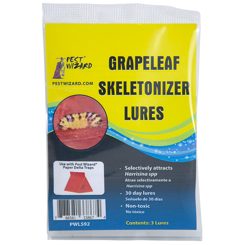 Pest Wizard Grapeleaf Skeletonizer Lures 3-Pack package front on a white background.