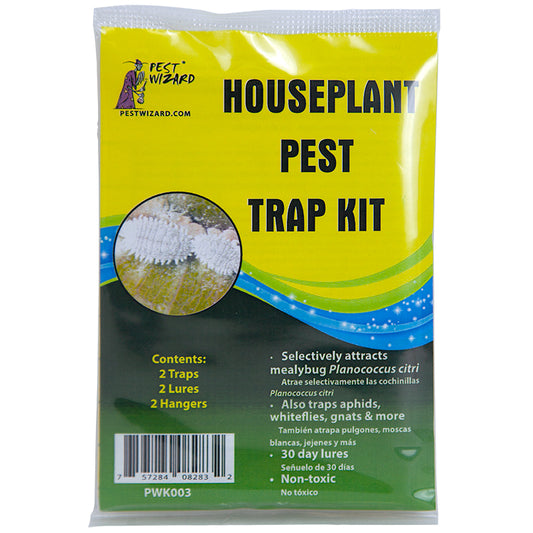 Pest Wizard Houseplant Pest Trap Kit Package Front on white background.
