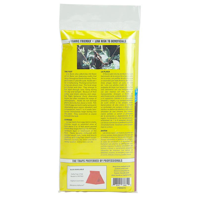 Pest Wizard Lilac Borer Trap Kit package back on white background.