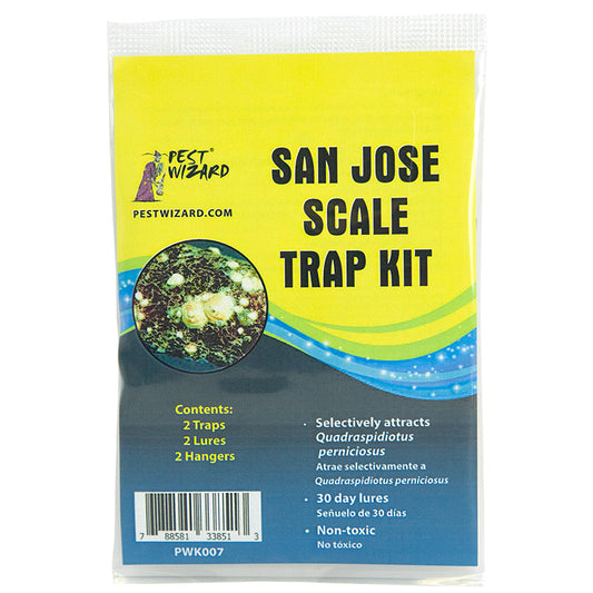 Pest Wizard San Joes Scale Trap Kit package front on white background.