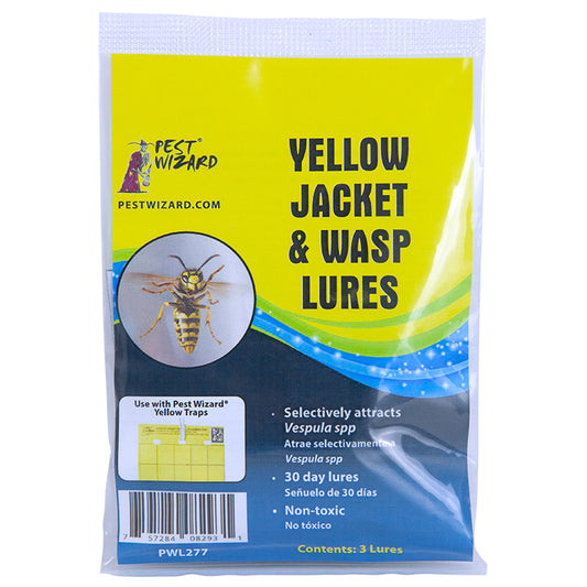 Pest Wizard Yellow Jacket & Wasp Lures package front on white background.
