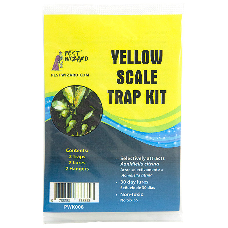 Pest Wizard Yellow Scale Trap Kit package front on white background.