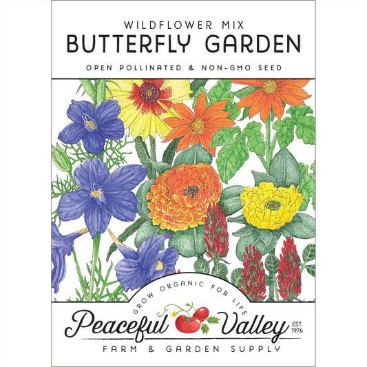 Butterfly Garden Wildflower Mix (pack) - Grow Organic Butterfly Garden Wildflower Mix (pack) Flower Seeds