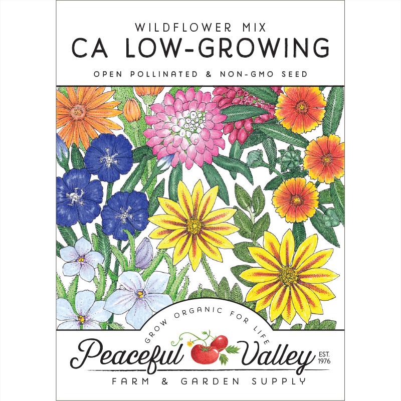 California Low-Growing Wildflower Mix (pack) - Grow Organic California Low-Growing Wildflower Mix (pack) Flower Seeds