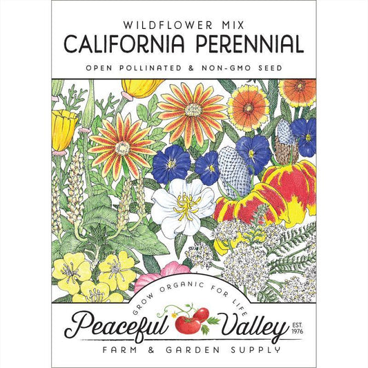 California Perennial Wildflower Mix (pack) - Grow Organic California Perennial Wildflower Mix (pack) Flower Seeds