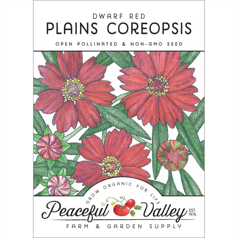 Coreopsis, Dwarf Plains Red (pack) - Grow Organic Coreopsis, Dwarf Plains Red (pack) Flower Seed & Bulbs