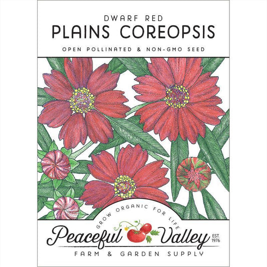 Coreopsis, Dwarf Plains Red (pack) Peaceful Valley