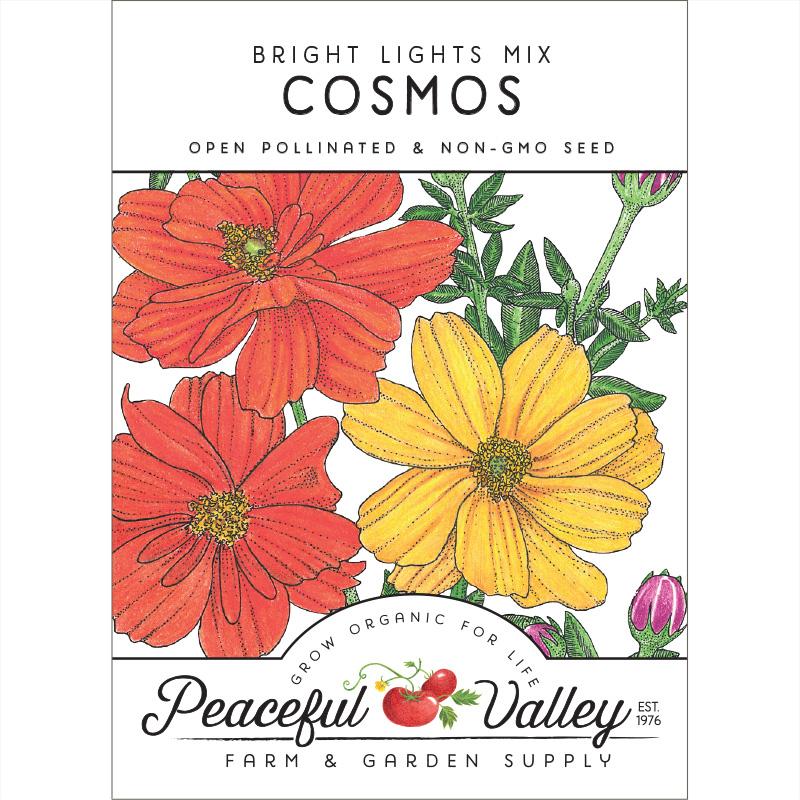 Cosmos, Bright Lights Mix (pack) - Grow Organic Cosmos, Bright Lights Mix (pack) Flower Seed & Bulbs