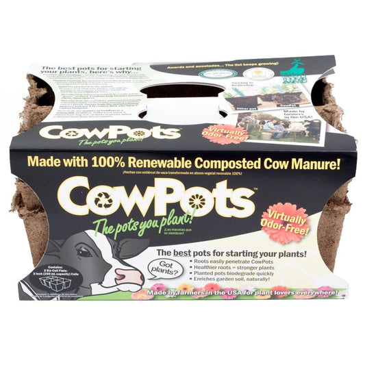 CowPots - 3" Square 6 Pack (Pack of 3) - Grow Organic CowPots - 3" Square 6 Pack (Pack of 3) Growing