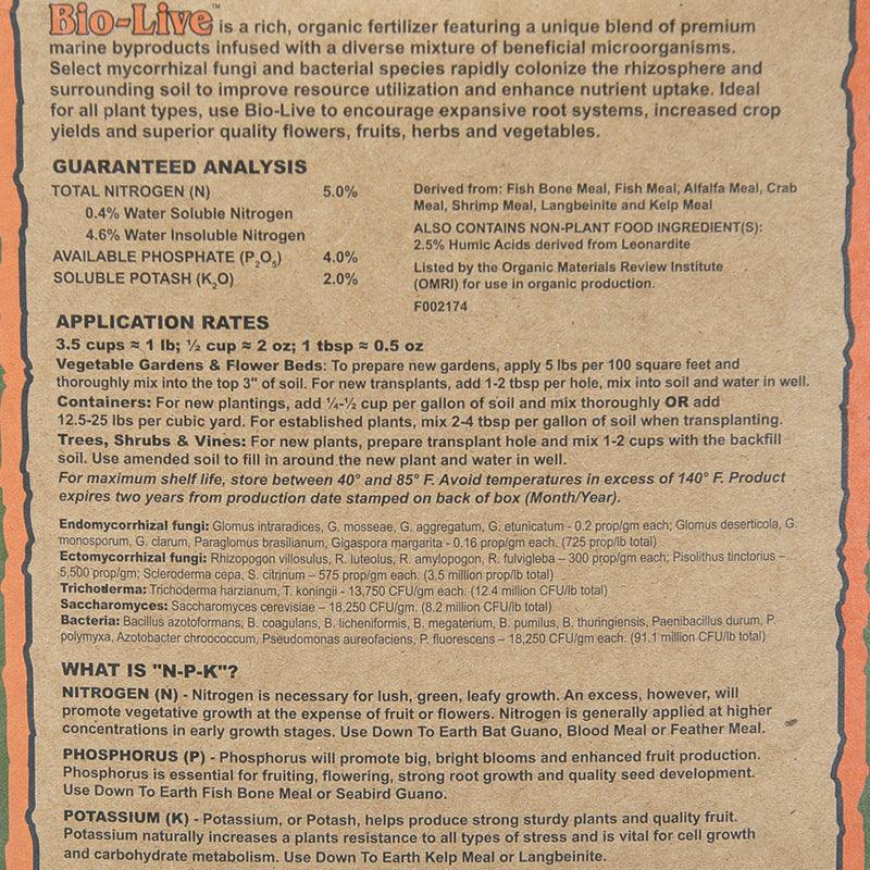 Bio-Live 5-4-2 (25 lb Bag) - Grow Organic