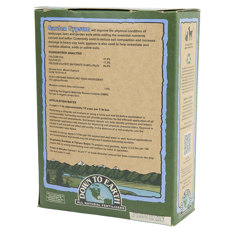 Garden Gypsum Prilled (5 lb box) - Grow Organic Garden Gypsum Prilled (5 lb box) Fertilizer