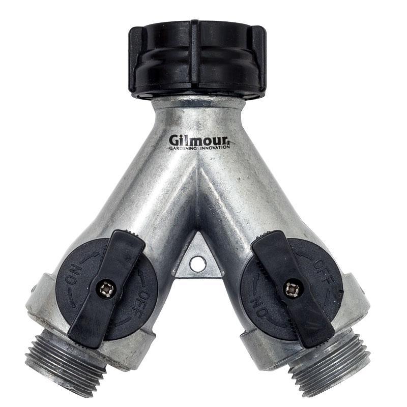 Gilmour Metal Full Flow Y Connector W/Shut Off - Grow Organic