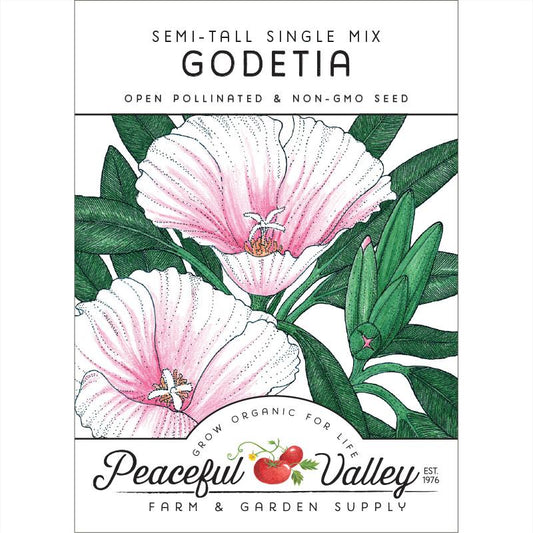 Godetia, Semi-Tall Single Mix (pack) - Grow Organic Godetia, Semi-Tall Single Mix (pack) Flower Seed & Bulbs