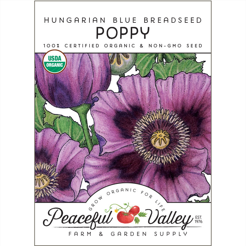 Hungarian Blue Breadseed Poppy from $3.99 - Grow Organic Organic Poppy, Oriental Hungarian Blue Breadseed Flower Seeds