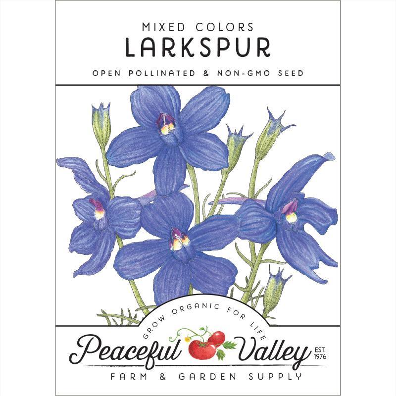 Larkspur Mixed Colors (pack) - Grow Organic Larkspur Mixed Colors (pack) Flower Seed & Bulbs