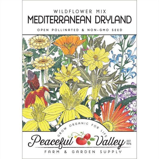 Mediterranean Dryland Wildflower Mix (pack) - Grow Organic Mediterranean Dryland Wildflower Mix (pack) Flower Seeds