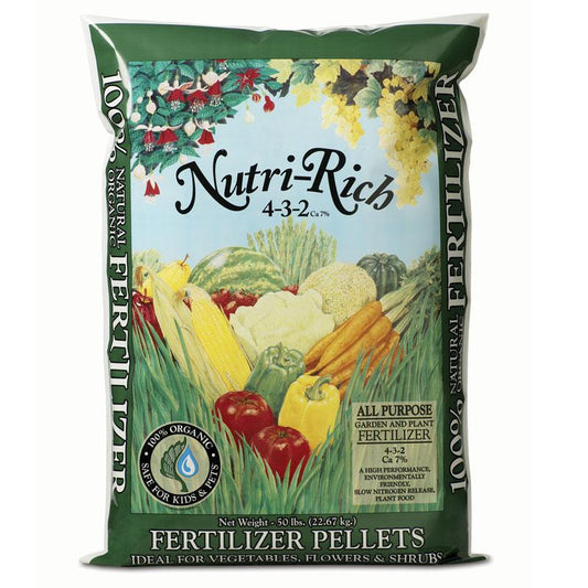 Nutri-Rich 4-3-2 Fertilizer Pellets (50 lb) - Grow Organic Nutri-Rich 4-3-2 Fertilizer Pellets (50 lb) Fertilizer