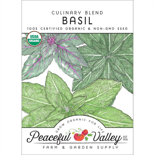 Organic Basil, Culinary Blend (pack) - Grow Organic Organic Basil, Culinary Blend (pack) Herb Seeds