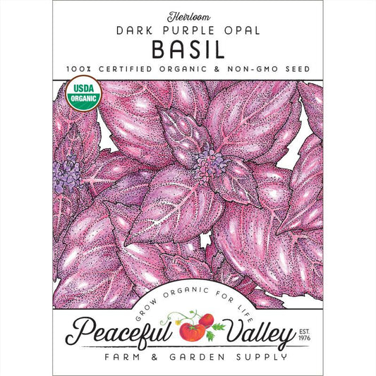 Organic Basil, Dark Purple Opal (pack) - Grow Organic Organic Basil, Dark Purple Opal (pack) Herb Seeds