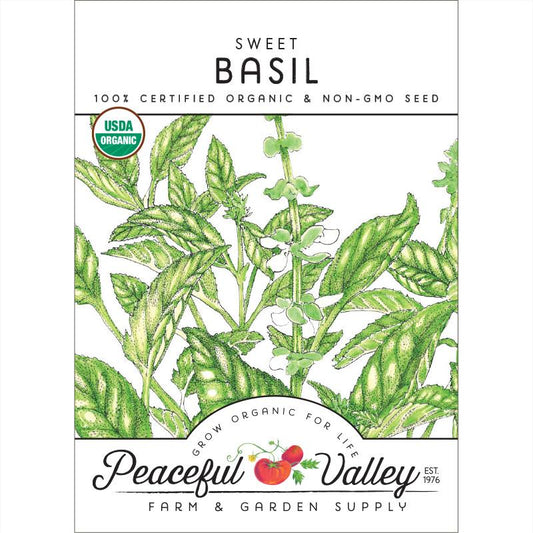 Organic Basil, Sweet (pack) - Grow Organic Organic Basil, Sweet (pack) Herb Seeds