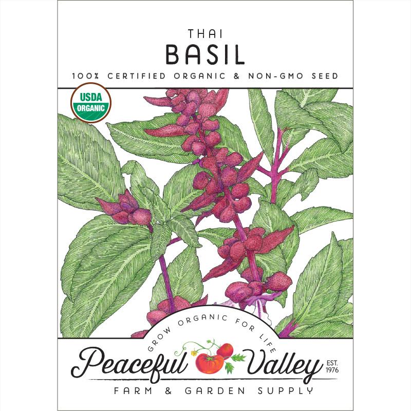 Organic Basil, Thai (pack) - Grow Organic Organic Basil, Thai (pack) Herb Seeds