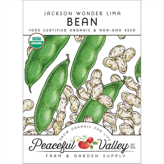 Lima Jackson Wonder Bush Bean Seeds (Organic) - Grow Organic Lima Jackson Wonder Bush Bean Seeds (Organic) Vegetable Seeds