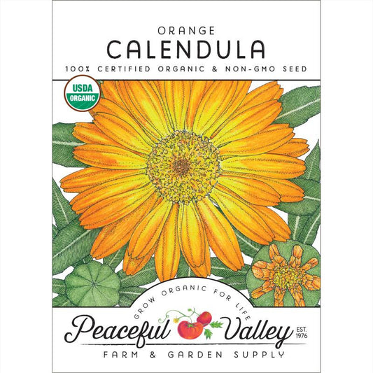 Organic Calendula, Orange - Grow Organic Organic Calendula, Orange Flower Seed & Bulbs