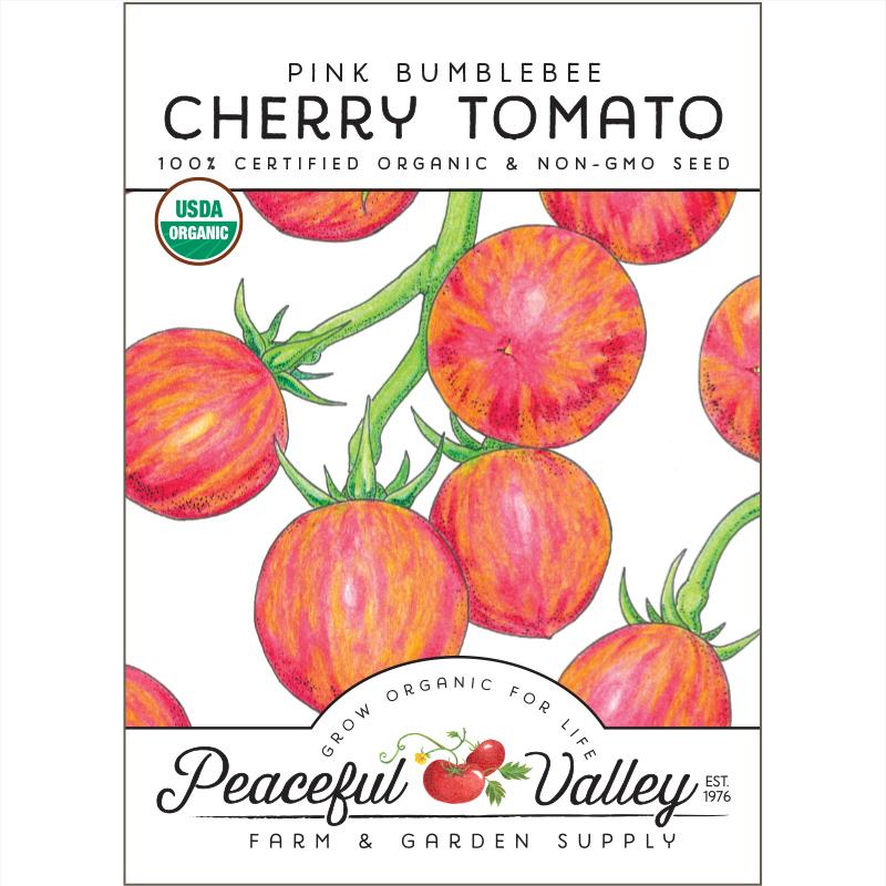 Organic Pink Bumblebee Cherry Tomato from $3.99 Cherry Pink Bumble Bee Tomato Seeds (Organic) Vegetable Seeds