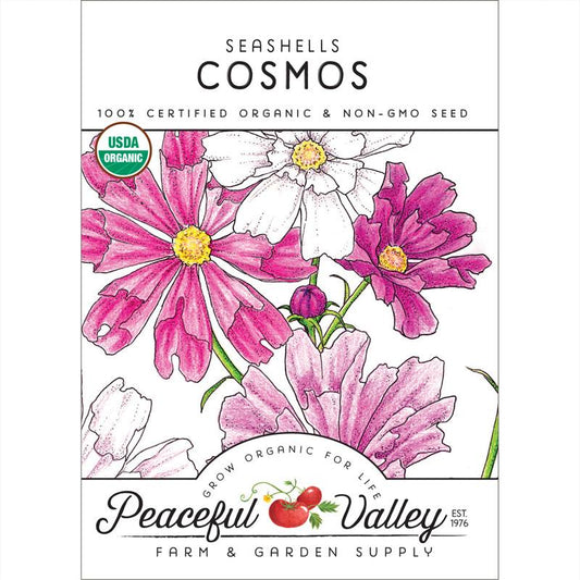 Organic Cosmos, Seashells (pack) - Grow Organic Organic Cosmos, Seashells (pack) Flower Seed & Bulbs