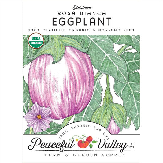 Rosa Bianca Eggplant Seeds (Organic) - Grow Organic Rosa Bianca Eggplant Seeds (Organic) Vegetable Seeds