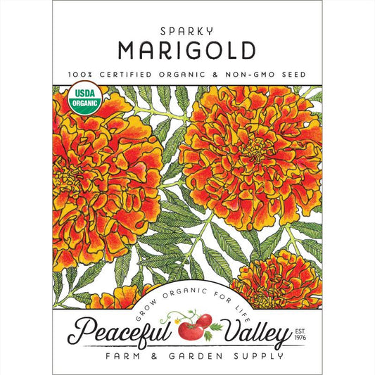Organic Marigold, Sparky (pack) - Grow Organic Organic Marigold, Sparky (pack) Flower Seed & Bulbs