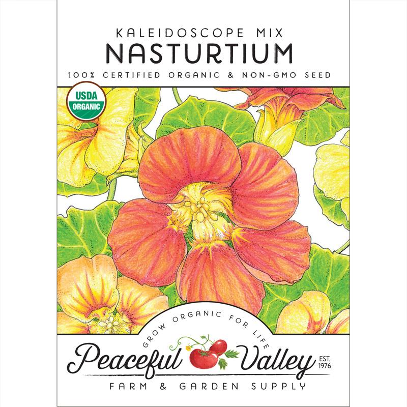 Organic Nasturtium, Kaleidoscope Mix - Grow Organic Organic Nasturtium, Kaleidoscope Mix Flower Seed & Bulbs