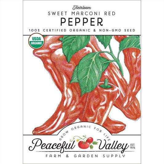 Marconi Red Sweet Pepper Seeds (Organic) - Grow Organic Marconi Red Sweet Pepper Seeds (Organic) Vegetable Seeds