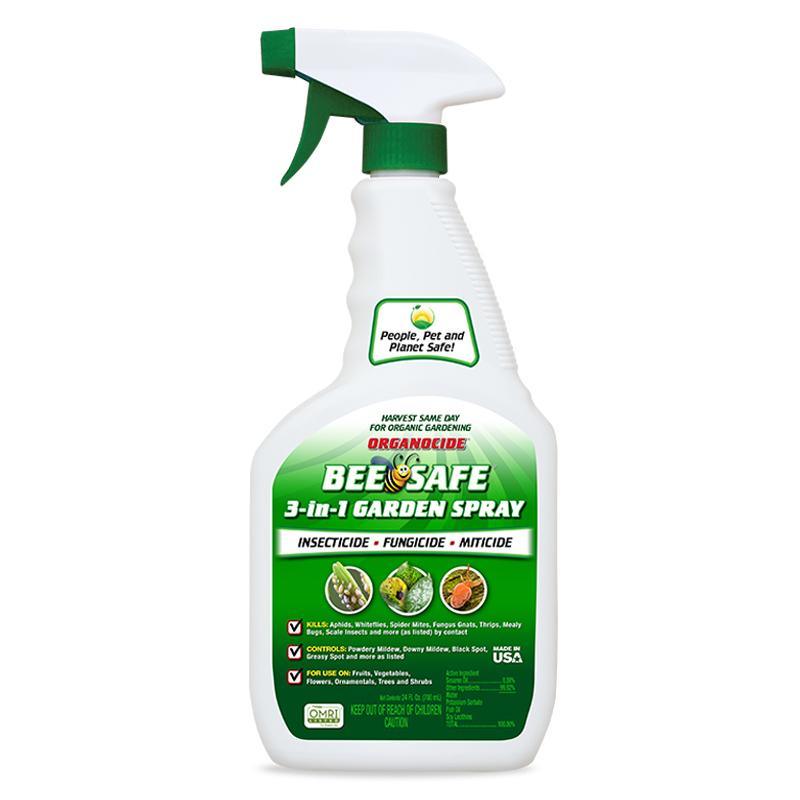 fungicide garden spray Organocide 24oz Bee Safe 3-in-1 Garden Spray Ready to Use