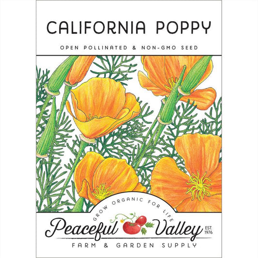 Poppy, California Golden (pack) - Grow Organic Poppy, California Golden (pack) Flower Seeds