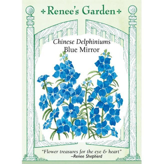 Renee's Garden Delphinium Chinese Blue Mirror - Grow Organic Renee's Garden Delphinium Chinese Blue Mirror Flower Seed & Bulbs