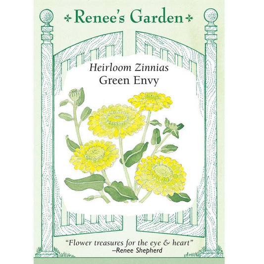 Renee's Garden Zinnia Green Envy (Heirloom) - Grow Organic Renee's Garden Zinnia Green Envy (Heirloom) Flower Seed & Bulbs