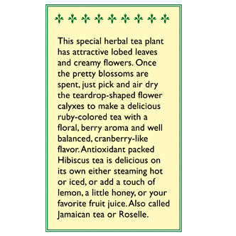 Renee's Garden Hibiscus Zinger Herbal Tea - Grow Organic Renee's Garden Hibiscus Zinger Herbal Tea Herb Seeds