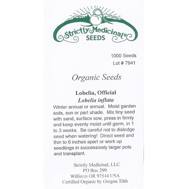 Strictly Medicinal Organic Lobelia, Official - Grow Organic Strictly Medicinal Organic Lobelia, Official Herb Seeds