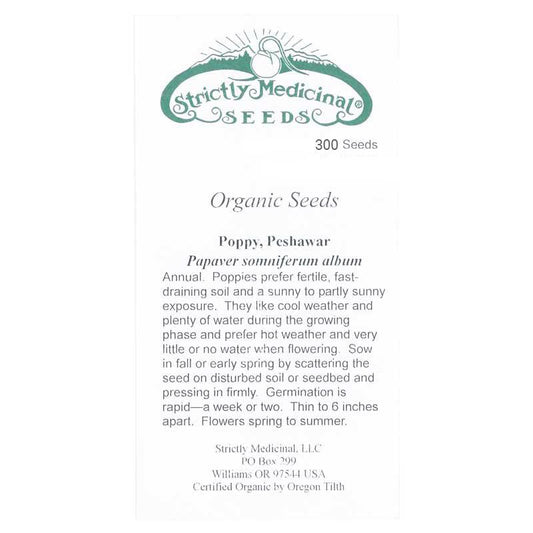 Peshawar Poppy Seeds (Organic) Strictly Medicinal