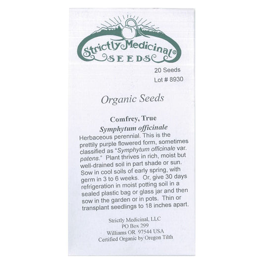 Strictly Medicinal Organic True Comfrey - Grow Organic Strictly Medicinal Organic True Comfrey Herb Seeds