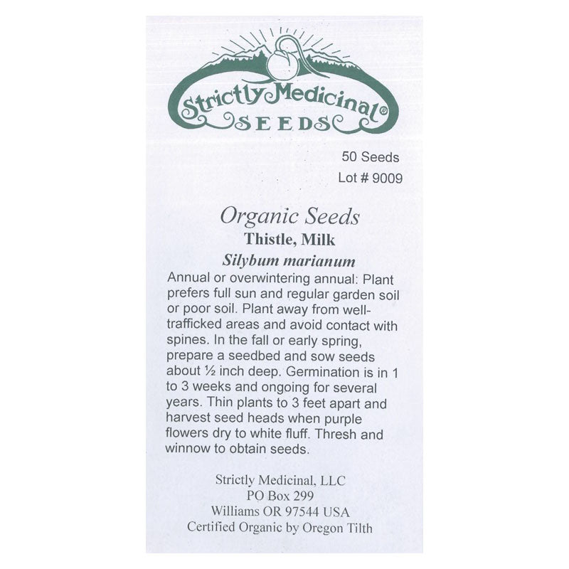 Strictly Medicinal Organic Milk Thistle - Grow Organic Strictly Medicinal Organic Milk Thistle Herb Seeds