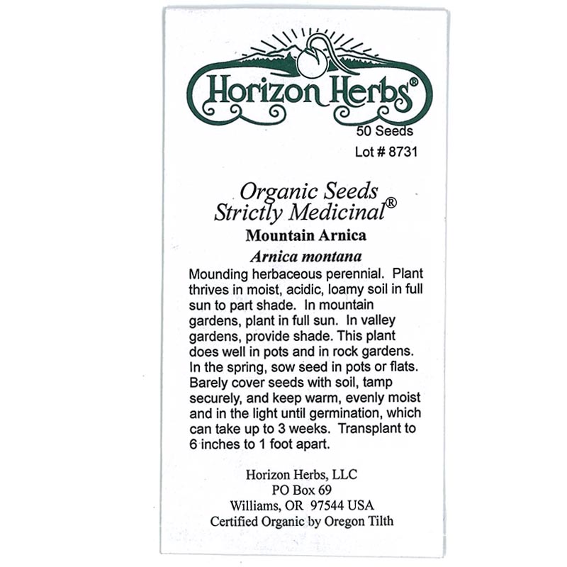 Strictly Medicinal Mountain Arnica - Grow Organic Strictly Medicinal Mountain Arnica Herb Seeds