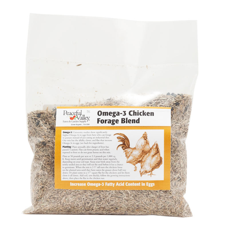 Peaceful Valley Omega-3 Chicken Forage Blend – Grow Organic Peaceful Valley Omega-3 Chicken Forage Blend for Irrigated Land - Nitrocoated Seed (lb) Cover Crop