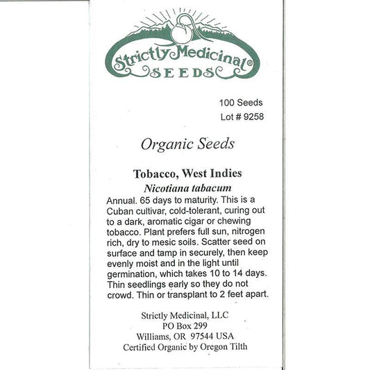 Strictly Medicinal Organic Tobacco, West Indies Strictly Medicinal Organic Tobacco, West Indies Herb Seeds