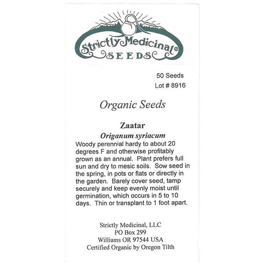 Strictly Medicinal Organic Zaatar - Grow Organic Strictly Medicinal Organic Zaatar Herb Seeds