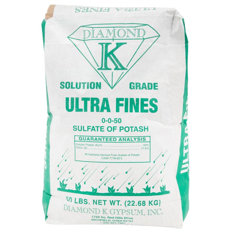 Sulfate of Potash Ultrafines - Diamond K Soluble 0-0-50 Sulfate of Potash Ultrafines - Diamond K Soluble 0-0-50 (50 lb) Fertilizer